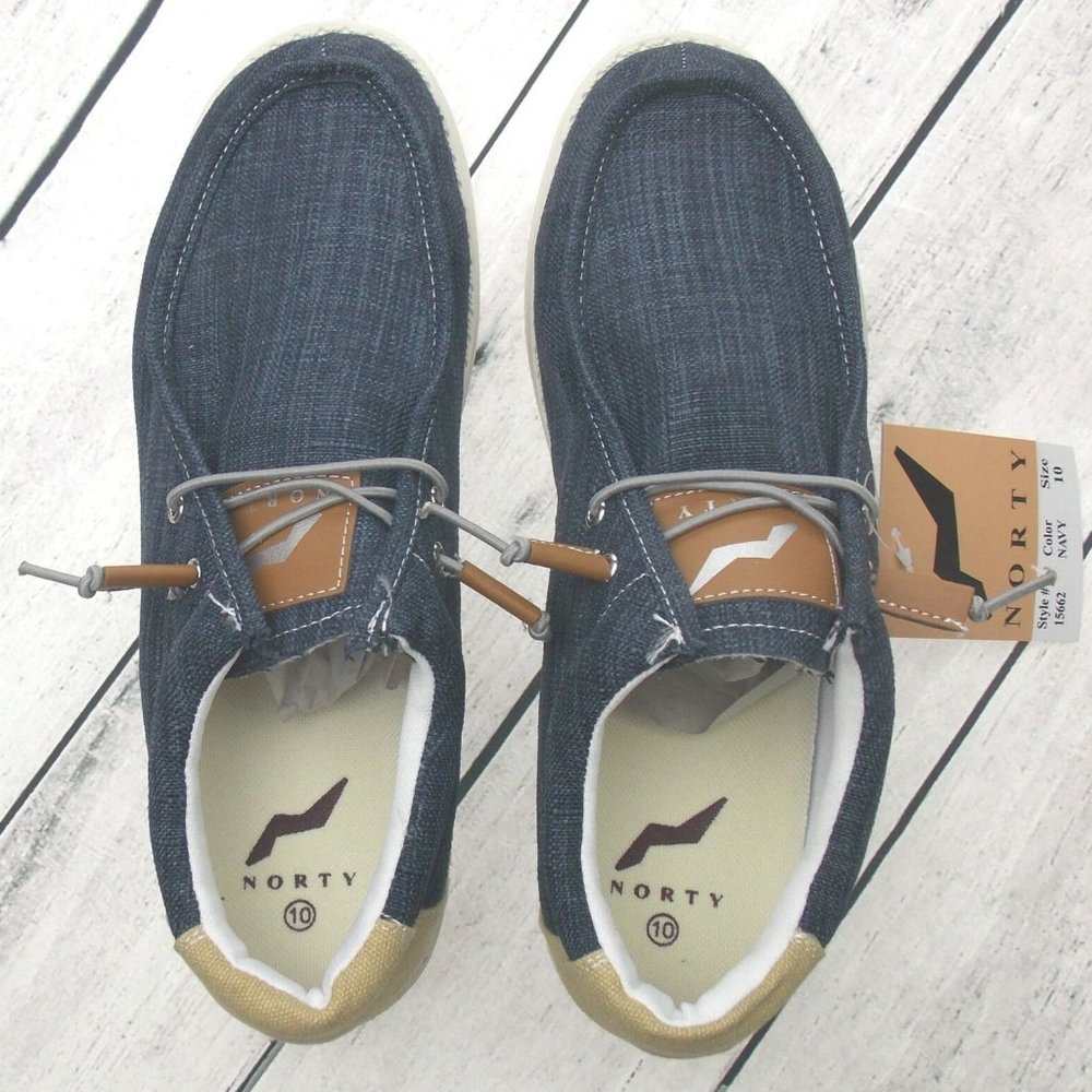 NORTY Mens Lightweight Loafer Slip On Lace Up Navy